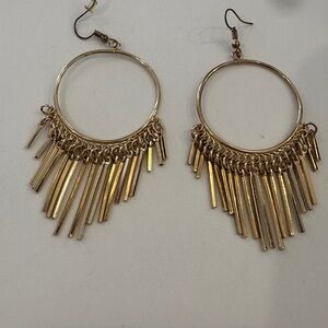 Elegant Gold Fringe Hoop Earrings